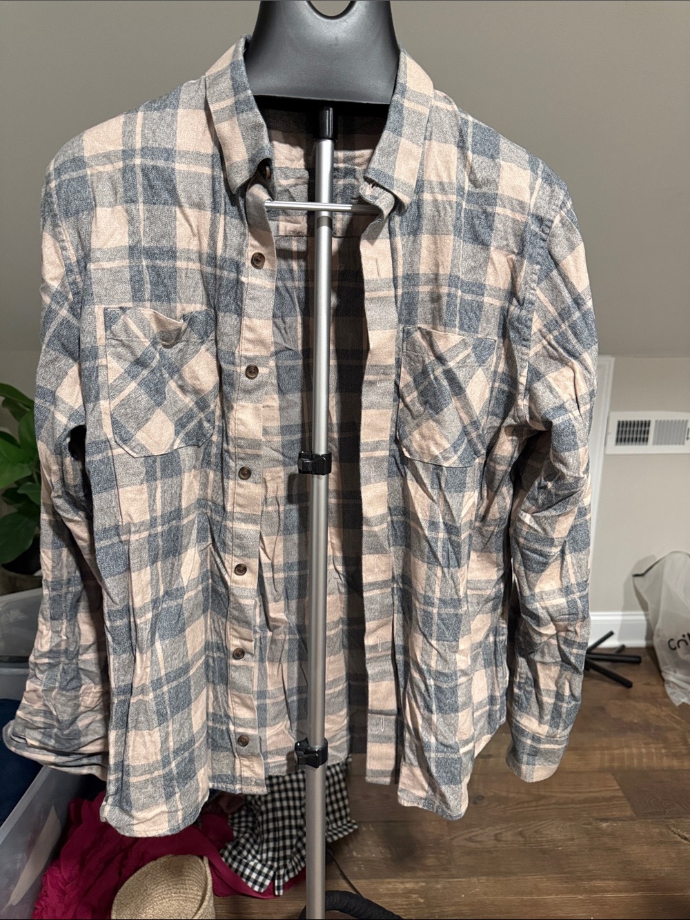Travis Mathew Men's Plaid Button-Down Shirt Jacket in Beige & Gray